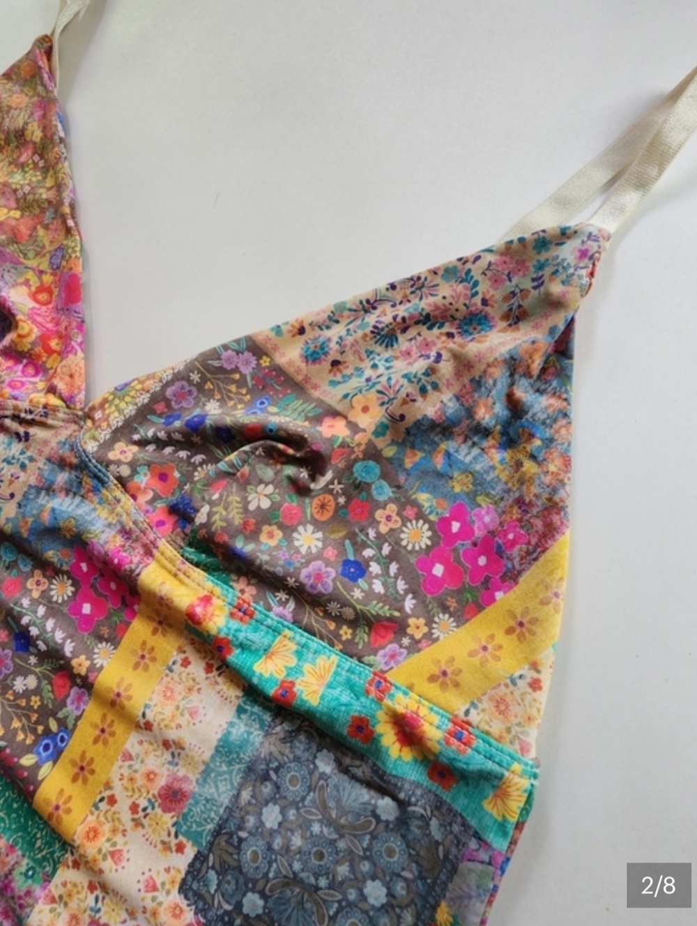 NATURAL LIFE Multicolor Floral Patchwork Crop Top NWOT - Picture 4 of 6